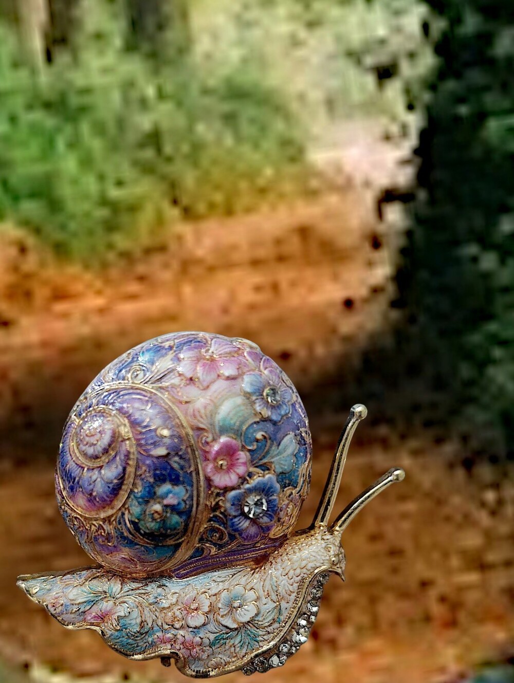 Enamel Floral Snail Brooch